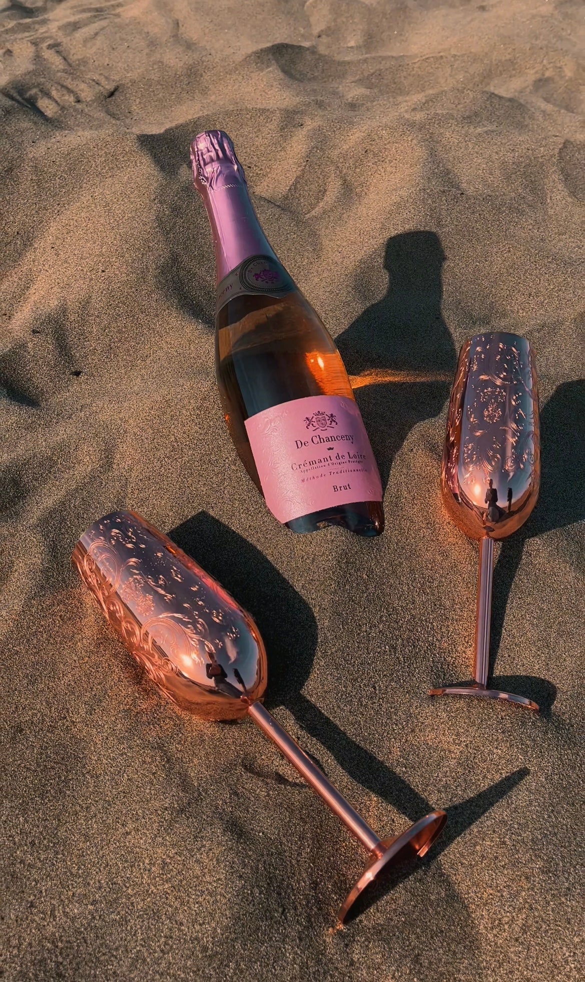 Etched Copper Champagne Flute