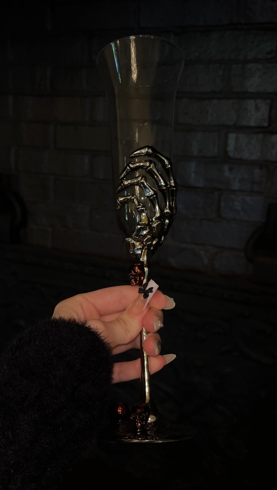 Silver Skeleton Champagne Glass