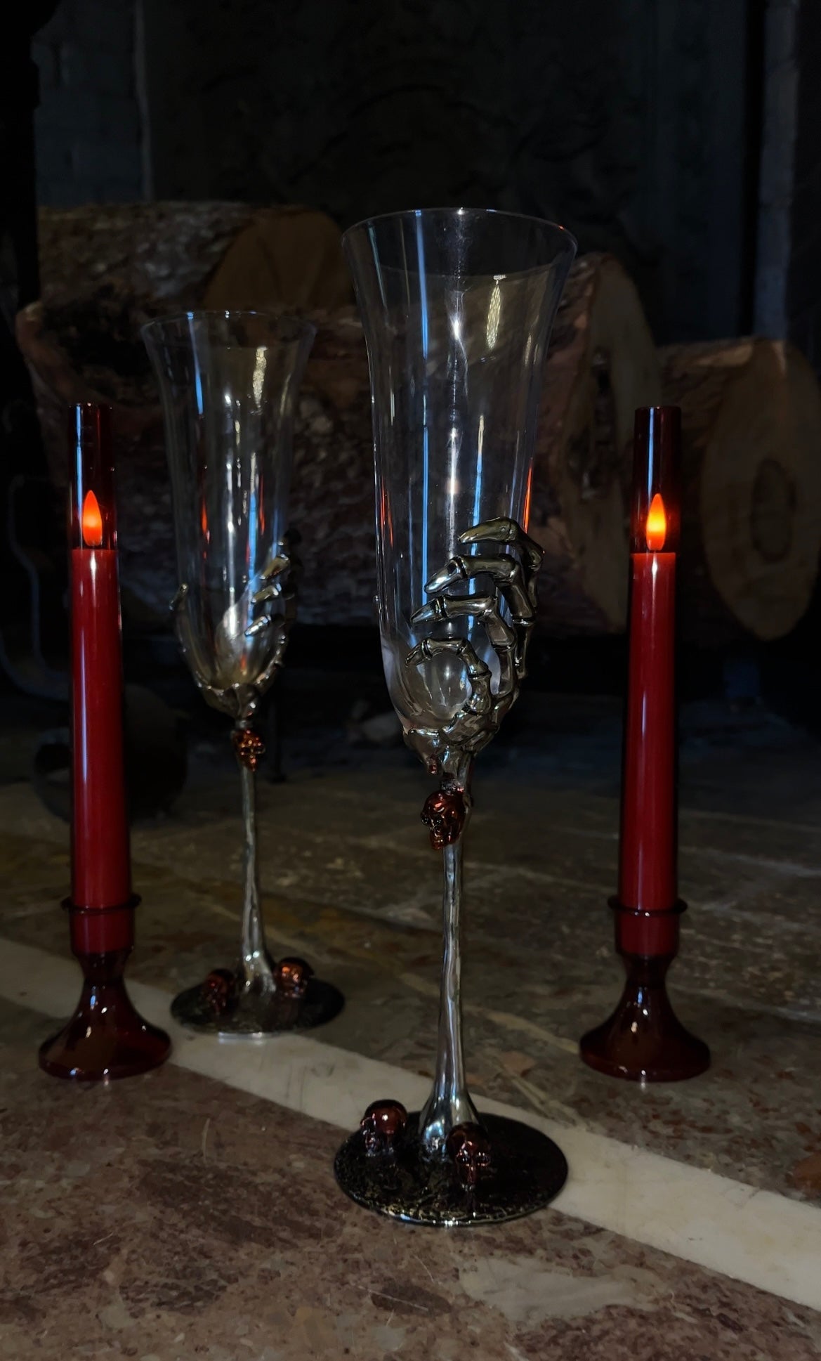 Silver Skeleton Champagne Glass