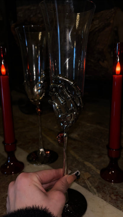 Silver Skeleton Champagne Glass