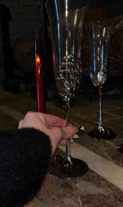 Silver Skeleton Champagne Glass