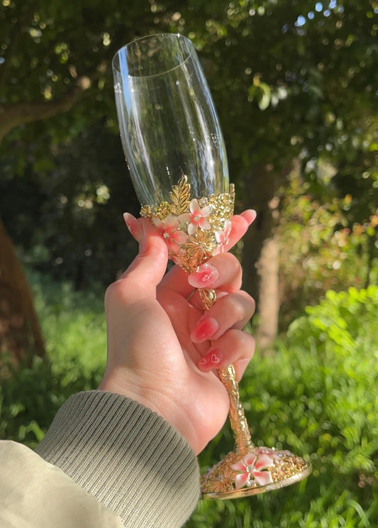 Gold Engraved Champagne Flute (Set of Two)