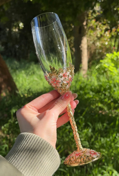 Gold Engraved Champagne Flute (Set of Two)