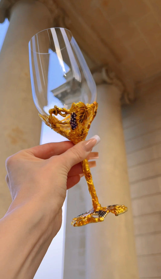 Gold Leaf Wine Glass