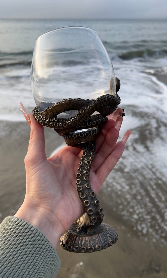 Chrome Octopus Wine Glass