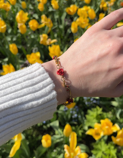 Ruby Rose Petal Bracelet