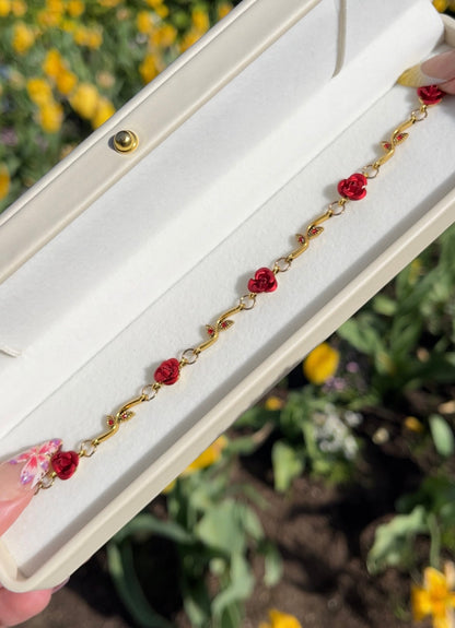 Ruby Rose Petal Bracelet