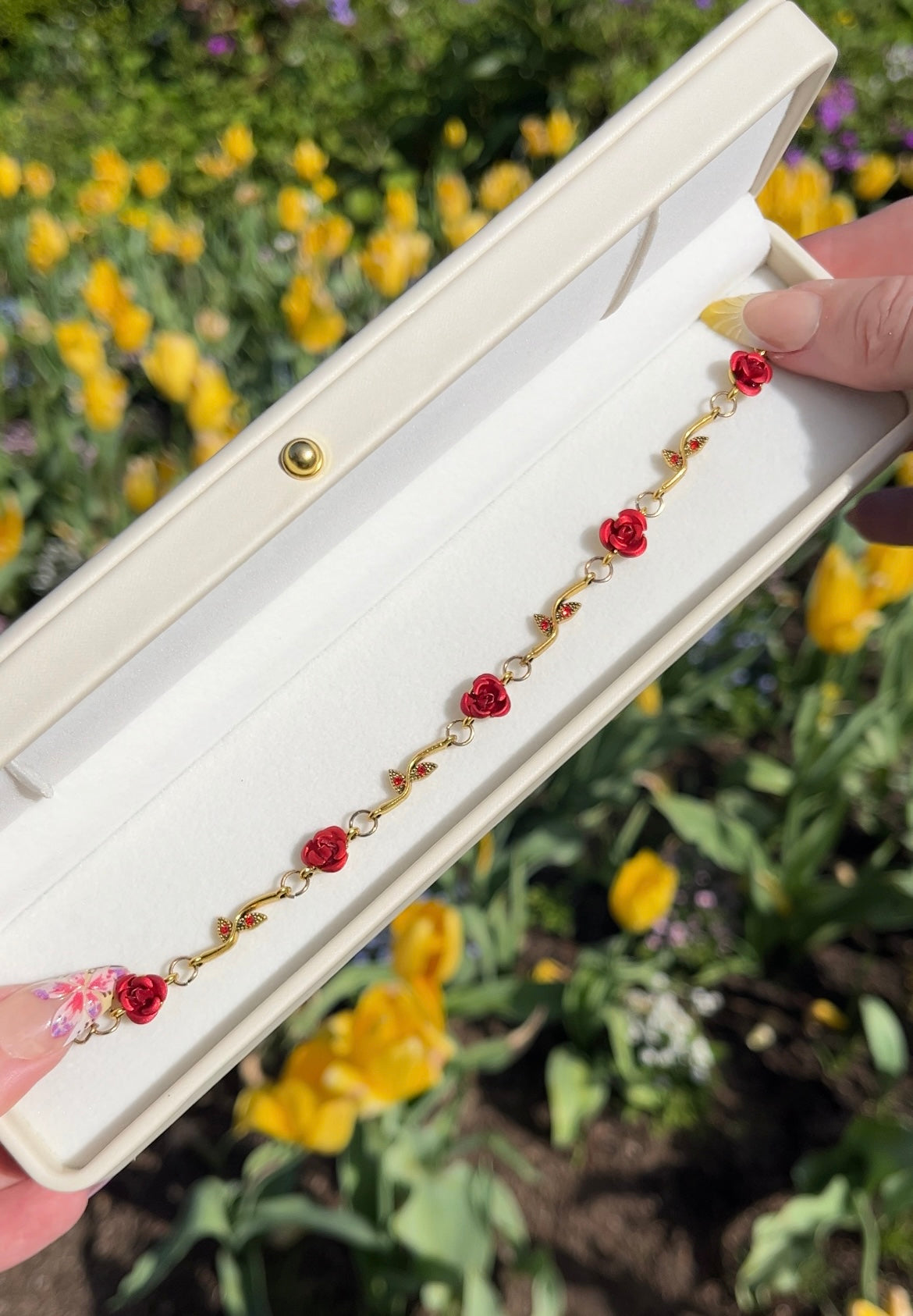 Ruby Rose Petal Bracelet