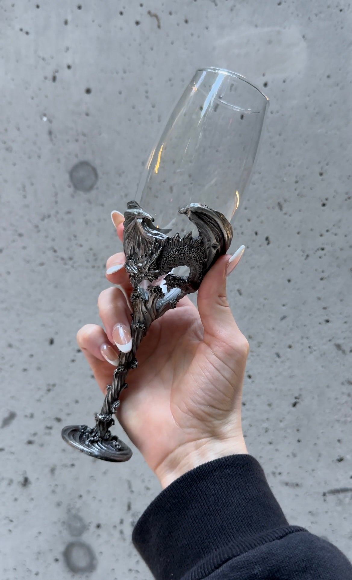 Silver Dragon Champagne Glass