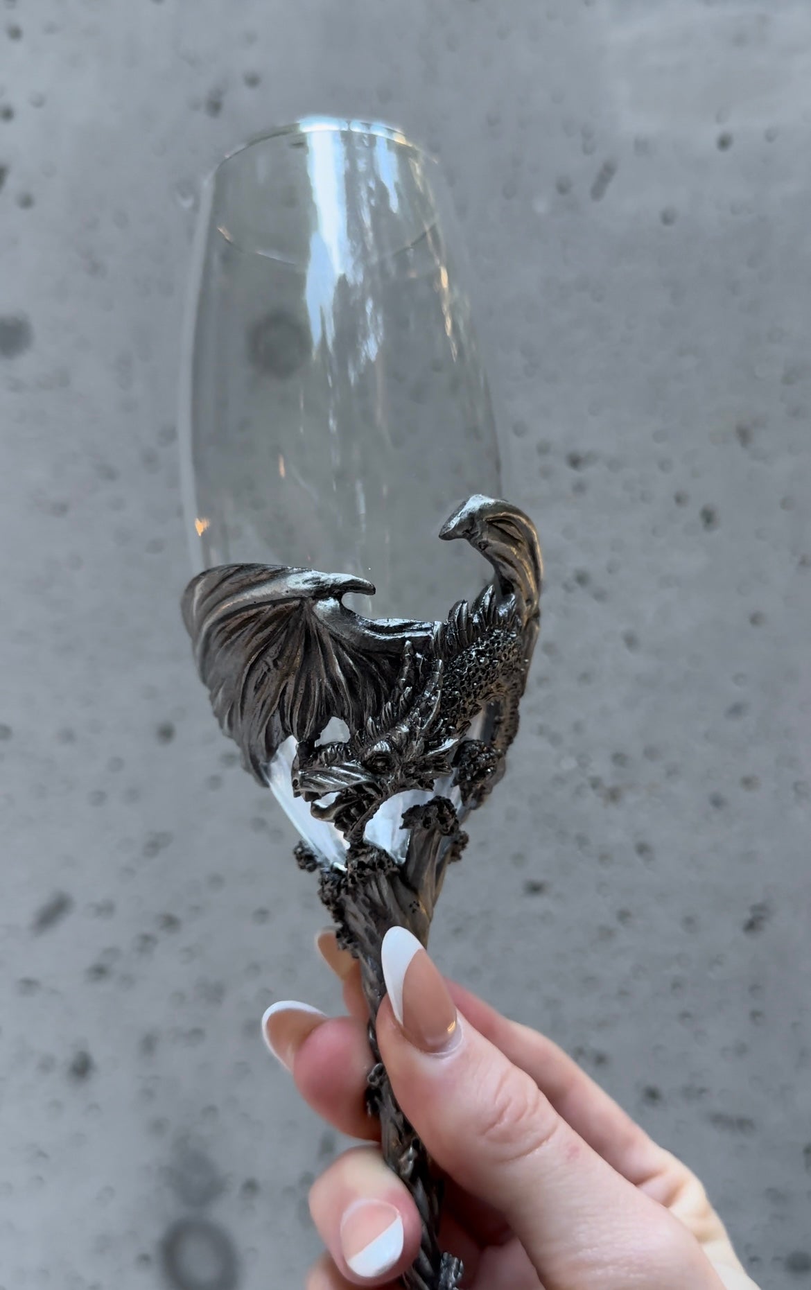Silver Dragon Champagne Glass