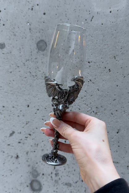 Silver Dragon Champagne Glass