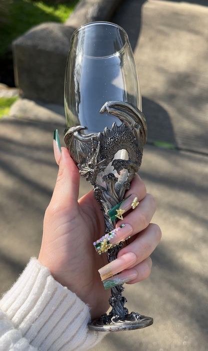 Silver Dragon Champagne Glass