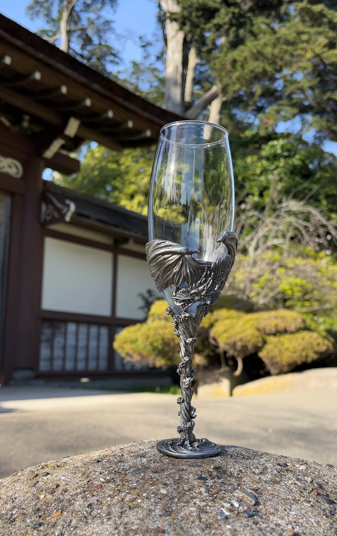 Silver Dragon Champagne Glass